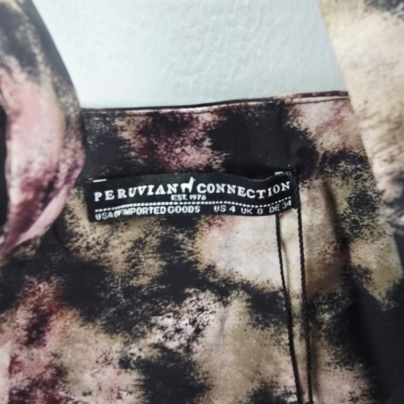 Peruvian Connection NWT 8G Rosewater Dress Black‎ Floral Tiered Midi Size 4 - Picture 5 of 10